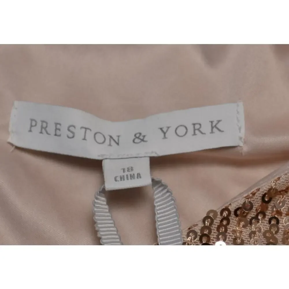 Preston & Yorke Gold Full Micro Sequin Shift Dress Knee Length NWT Size 18 Party